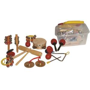 14 darabos ritmus hangszerkészlet gyerekeknek, tartalmaz tamburint, marakákat, cintányérokat, háromszöget, csengőket és még sok mást - Nonbrand Játék hangszer