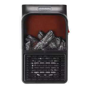 Black electric fireplace heater with simulated flames, 900W, remote control, LCD display - Nonbrand Space Heater