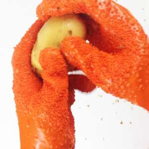 Narancssárga krumplihámozó kesztyű, krumpli hámozása, konyhai eszköz, zöldség hámozó, gyümölcs hámozó - Hámozó