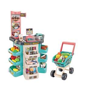 Hrací supermarket Timeless Tools 47 dielov s pokladňou, nákupným vozíkom a hracími potravinami - Timeless Tools