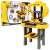 Yellow and gray toy workbench with tools, playset for kids, pretend play, construction toys