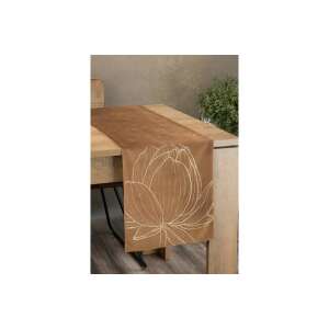 Eurofirany - Lótuszvirág Asztali Futó - Bársony - Barna - 35x140 cm