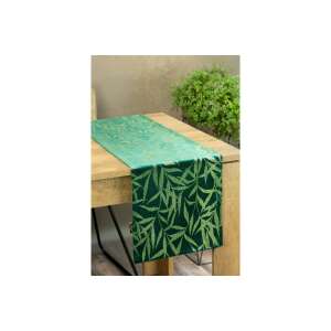 Blink - Bársony Asztali Futó - Sötétzöld Levélmintás - 35x220cm