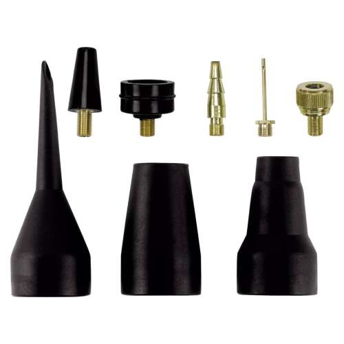 Set de adaptoare pentru compresor Einhell, 8 piese, include diverse adaptoare pentru umflarea anvelopelor, mingilor, saltelelor gonflabile, bărcilor și altele