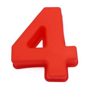 Red silicone cake mold shaped like the number 4 - Cookware & bakeware