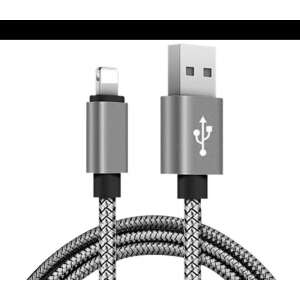 Extra strapabíró 1 méteres Lightning Iphone gyorstöltő és USB adatkábel - Szürke - Lightning kábel