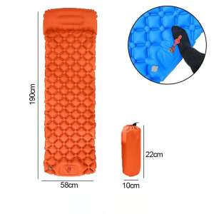 Orange inflatable camping mat with built-in pump - Camping Mat