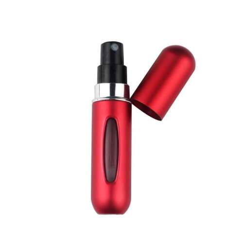 Vörös utántölthető parfüm szóró, 5 ml űrtartalommal, utazási méret, hordozható, könnyen újratölthető - Újratölthető parfümszóró