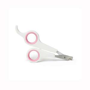 White pet nail clippers with pink handles - Pet brush, clippers, scissors, claw clippers