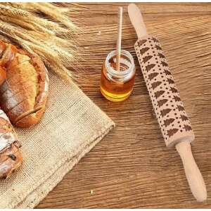 Christmas tree patterned rolling pin, wooden rolling pin for cookies and dough, Christmas baking tool - Rolling Pin