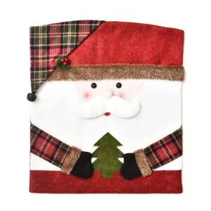 Santa Claus chair back cover, Christmas chair back cover, red and green plaid, festive chair decor - Nonbrand Christmas Decoration