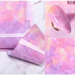 Márvány mintás körömfólia, lila színben, egyedi körmökhöz - Körömdísz