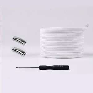 Weiße elastische Schnürsenkel mit Magnetverschlüssen, einfach zu bedienen für Kinder und Senioren - Schnürsenkel