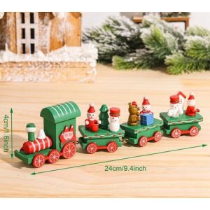 Fa Karácsonyi Kisvonat - 24x4cm, decoratiune trenulet de Craciun din lemn verde - Nonbrand Decorațiuni de Crăciun