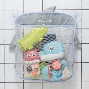 Shark shaped bath toy storage net with suction cups, great for organizing bath toys - Toy Storage Shelves & Organizer