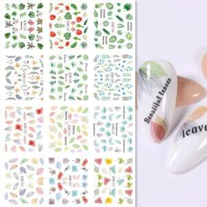 3D Nail Stickers, Leaf Design, 12 Sheets, 3D Nail Art, Nail Decals, Nail Stickers, Nail Art Supplies, Nail Decorations, Nail Accessories, Nail Art Stickers - Nail sticker