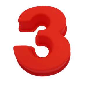 Červená silikónová forma na tortu v tvare čísla 3 - Nádoby na varenie a pečenie