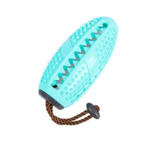 Jucărie de mestecat din silicon albastru pentru câini cu frânghie pentru aducere, ajută la curățarea dinților - Jucării pentru câini