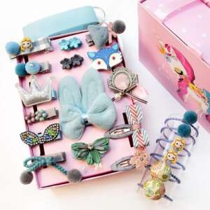 Set of 24 colorful hair clips for girls, featuring bows, flowers, animals, and other cute designs. - Hair Clip, Headband