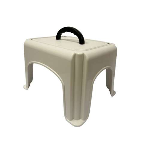 Szögletes nézet fehér műanyag sámli fogóval