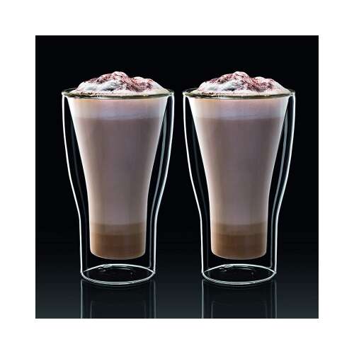 Thermic Glass Latte Macchiato Szett, 34cl Duplafalú Thermo Poharak Hideg és Meleg Italokhoz, 2 darabos szett