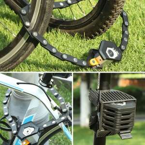 Összehajtható kerékpár lakat, kerékpár lánczár, kerékpár biztonság, lopásgátló, kerékpár zár lánccal, kerékpár zár összecsukható kerékpárhoz, kerékpár zár kulccsal, kerékpár zár tartóval - Kerékpár zár