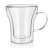 Duplafalú üveg bögre, 200ml, átlátszó, fogantyúval
