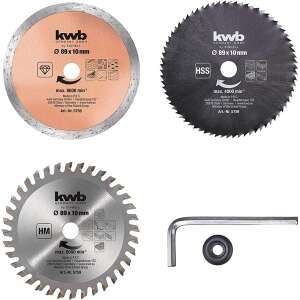 Einhell Mini-Kreissägeblatt-Set, 89 mm Durchmesser, beinhaltet Diamantblatt, HSS-Blatt und HM-Blatt - Einhell