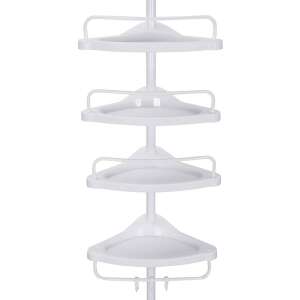 SONGMICS nastaviteľná rohová sprchová polica, biela, 4 úrovne - Kúpeľňová policová jednotka