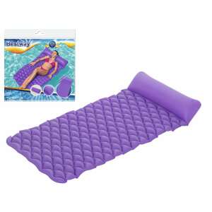 Bestway inflatable air mattress with pillow, purple, in use in pool, close-up - Bestway