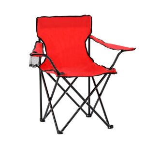 MCT Folding Camping Chair with Armrests and Cup Holder, Red - Fishing Chair & Armchair