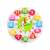 Wooden clock learning toy for kids, featuring colorful numbers and shapes, with giraffe design