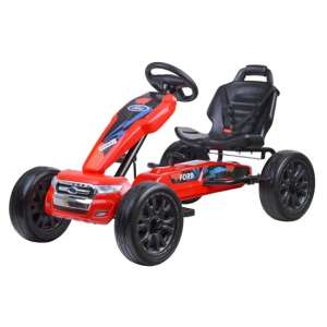 Gyermek pedálos gokart piros színben biztonsági övvel felszerelve