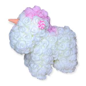 Fehér rózsa egyszarvú rózsaszín részletekkel, egyszarvú ajándék, egyedi ajándék, rózsa egyszarvú, egyszarvú dekoráció - Ajándék ötlet Valentin-napra