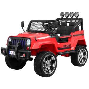 Ramiz IdealStore Jeep Drifter 4x4 Red Star Elektromos autó távirányítóval, 125 x 65 x 78 cm, 4 Motorral, Biztonsági öv, 2 Ülés, Fényszórók és első lámpák, Audio panel, Hangvezérlők a kormányon, Maximum 30 kg, Piros 37018794 Elektromos járművek - Nyitható ajtó