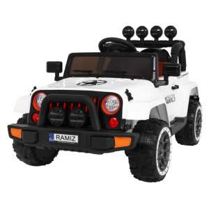 Elektromos autó akkumulátorral gyerekeknek NOVOKIDS™ Full Time Jeep 4X4 PRO, Max 30 kg, 3-8 év, Dalokkal és fényekkel, 12V, 2 sebesség, 4 motor, fehér 37019427 Elektromos jármű - MP3 lejátszó - Elektromos autó