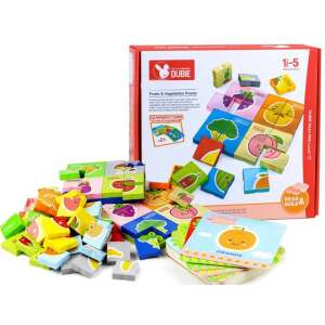 Dubie Fruits & Vegetables Puzzle, 82 piece wooden puzzle for kids, learn fruit and vegetable names, colors, and shapes - Puzzle