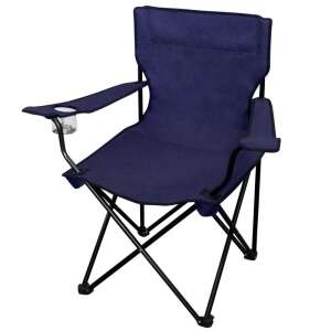 Blue folding camping chair with armrests and cup holder - Fishing Chair & Armchair