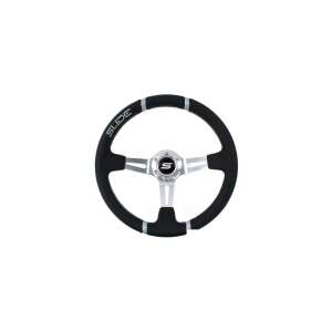 Skórzana kierownica sportowa Slide 350mm 90mm głęboka srebrna - Pojazd i części