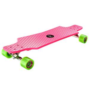 Hudora longboard gördeszka rózsaszín színben zöld kerekekkel 37035011 