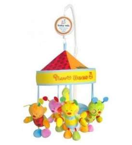 Baby Mix Zenélő- forgó játék kiságyra - Plüss méhecskékkel #sárga