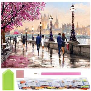 5D Diamond Painting Kit, 30x40cm, model Pedestrian Alley by the River 100431350 - Art & Craft