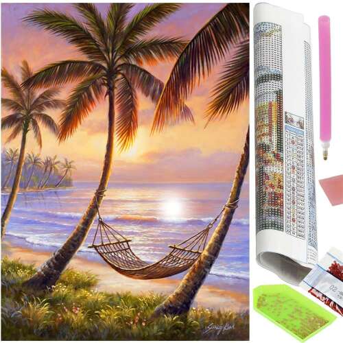5D Diamond Painting Kit, 30x40cm, Hammock on the Beach model 100431368