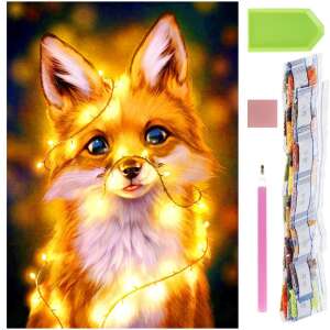Diamantmalerei-Set mit Fuchs-Motiv, 30x40cm, inklusive Leinwand, Diamanten, Werkzeuge und Anleitung - Kunst & Hobby