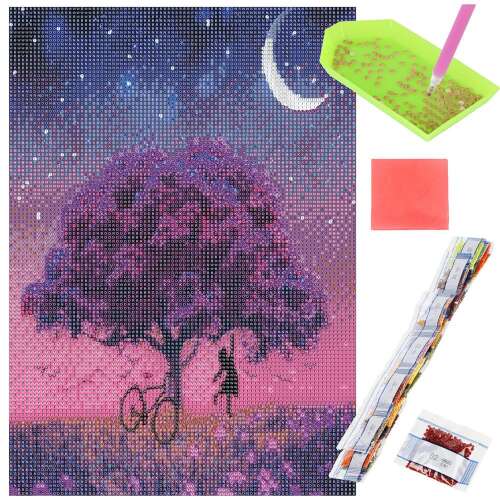 5D Diamond Painting Kit, 30x40cm, Blooming Tree Under the Moon model 100431677