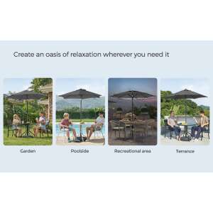 SONGMICS 200cm gray patio umbrella, usage examples, collage - SONGMICS