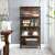 VASAGLE 4-tier bookshelf in dining room, rustic brown and black, metal frame and MDF shelves, 74x30x155cm