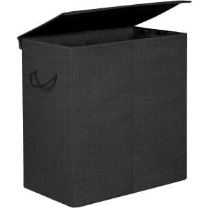 Songmics 142L double laundry hamper with lid, black - SONGMICS Laundry Basket