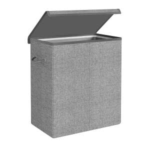 Songmics 142L double laundry hamper with lid, gray - SONGMICS
