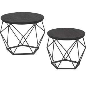 VASAGLE 2 piece coffee table set, industrial style, black - VASAGLE Coffee Table